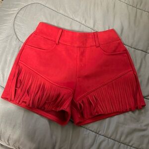 Red velvet Crazy Train fringe shorts